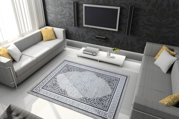 Dywany Łuszczów , AKCIA: 80x150 cm Kusový koberec Gloss 8490 52 Ornament ivory/grey, šedá, chodba / predsieň
