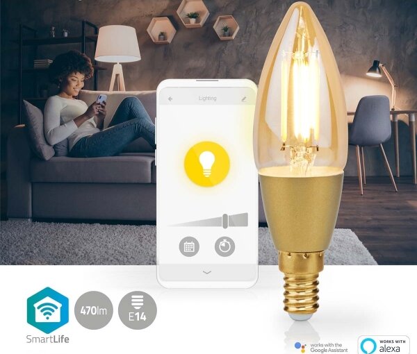 Nedis WIFILRF10C37 - LED Stmievateľná žiarovka E14/4,9W/230V 1800-3000K Wi-Fi Tuya