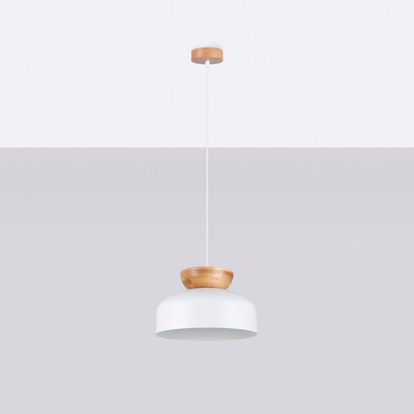 Sollux SL.1350 - Luster na lanku MARION 1xE27/15W/230V pr. 29,5 cm biela