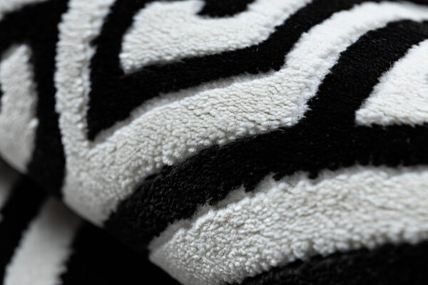 Dywany Łuszczów , Kusový koberec Gloss 6776 85 greek black/ivory kruh, 200x200 (priemer) kruh, čiernobiela, chodba / predsieň