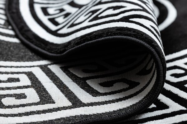 Dywany Łuszczów , Kusový koberec Gloss 6776 85 greek black/ivory kruh, 200x200 (priemer) kruh, čiernobiela, chodba / predsieň