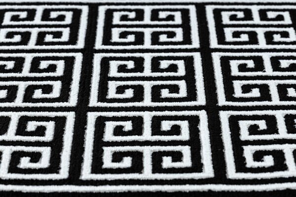 Dywany Łuszczów, Behúň Gloss 6776 85 greek black/ivory, 70x200, čiernobiela, obývacia izba