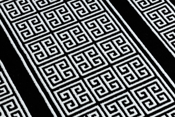 Dywany Łuszczów, Behúň Gloss 6776 85 greek black/ivory, 70x200, čiernobiela, obývacia izba