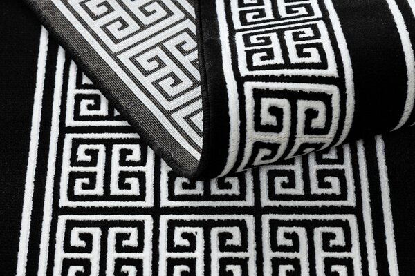 Dywany Łuszczów, Behúň Gloss 6776 85 greek black/ivory, 70x200, čiernobiela, obývacia izba