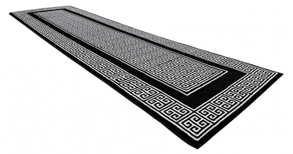 Dywany Łuszczów, Behúň Gloss 6776 85 greek black/ivory, 70x200, čiernobiela, obývacia izba