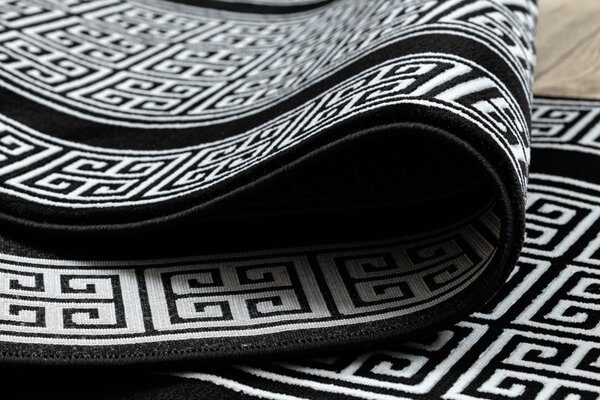 Dywany Łuszczów, Behúň Gloss 6776 85 greek black/ivory, 70x200, čiernobiela, obývacia izba