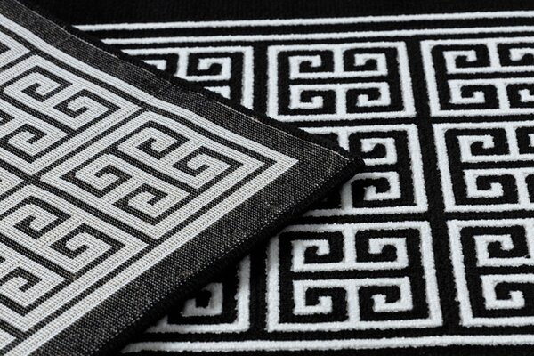 Dywany Łuszczów, Behúň Gloss 6776 85 greek black/ivory, 70x200, čiernobiela, obývacia izba