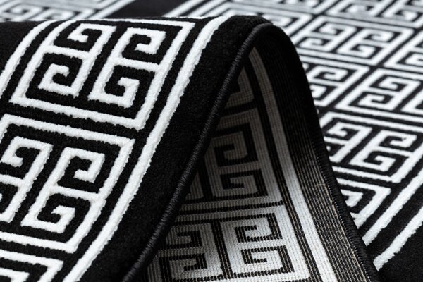 Dywany Łuszczów, Behúň Gloss 6776 85 greek black/ivory, 70x200, čiernobiela, obývacia izba