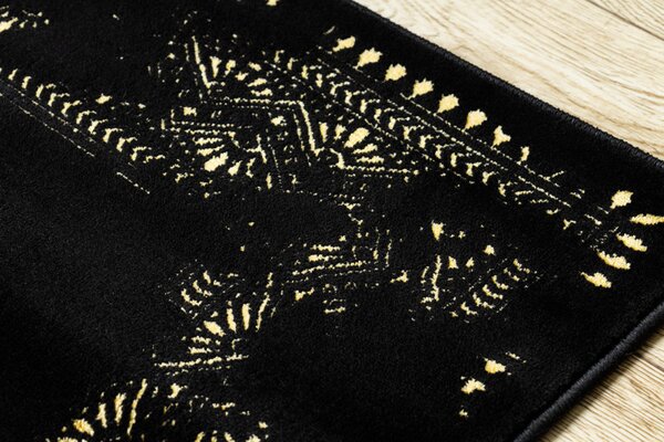 Dywany Łuszczów , Behúň Gloss 408C 86 geometric black/gold, 80x300, čierna, obývacia izba