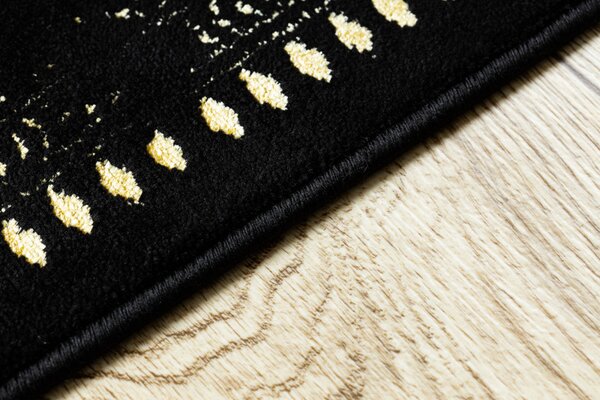 Dywany Łuszczów , Behúň Gloss 408C 86 geometric black/gold, 80x300, čierna, obývacia izba