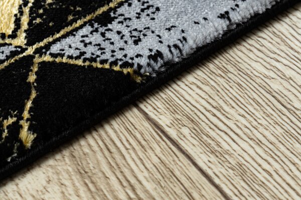 Dywany Łuszczów , Behúň Gloss 400B 86 3D geometric black/gold, 60x300, čierna, obývacia izba