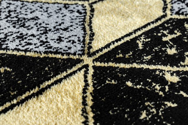 Dywany Łuszczów , Behúň Gloss 400B 86 3D geometric black/gold, 60x300, čierna, obývacia izba