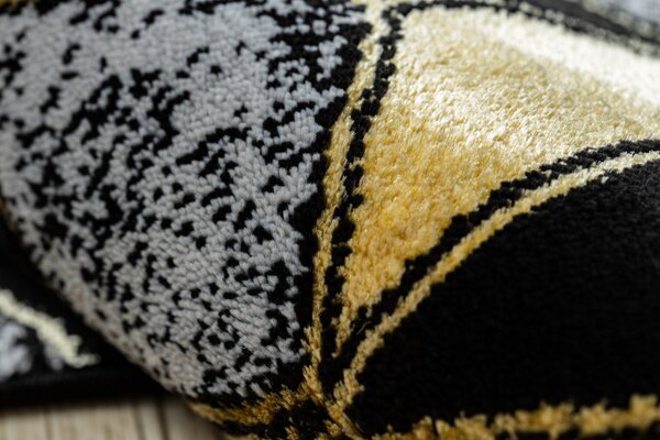 Dywany Łuszczów , Behúň Gloss 400B 86 3D geometric black/gold, 60x300, čierna, obývacia izba