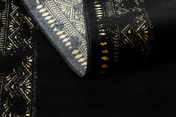 Dywany Łuszczów , Behúň Gloss 408C 86 geometric black/gold, 80x300, čierna, obývacia izba