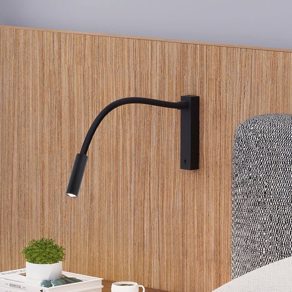 Nástenné svietidlo Molto Luce Arok LED, čierne, hliník, projekcia 49 cm, Čierna, Spálňa, Hliník, Moderný, Svetlo na čítanie