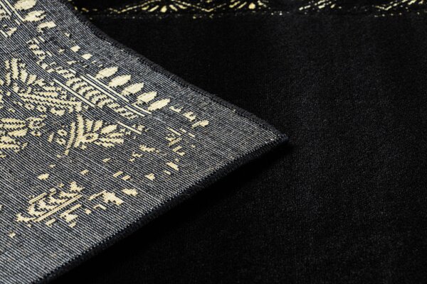 Dywany Łuszczów , Behúň Gloss 408C 86 geometric black/gold, 80x300, čierna, obývacia izba