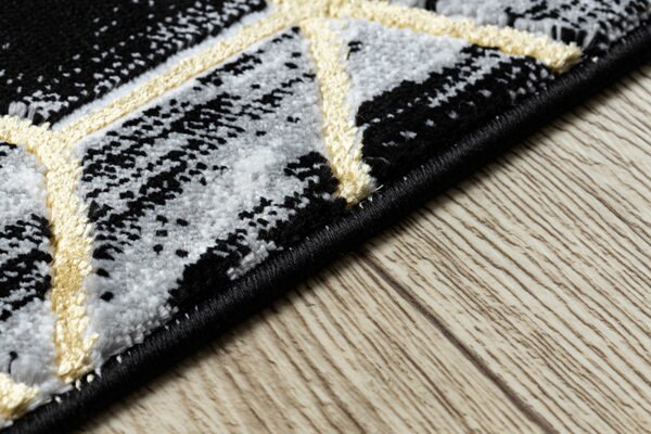 Dywany Łuszczów , Behúň Gloss 409A 82 3D cubes black/gold/grey, 70x200, čierna, obývacia izba