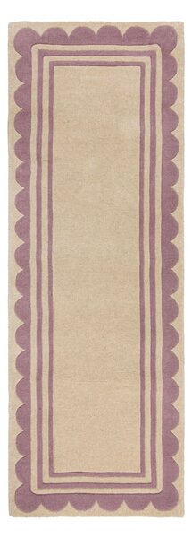 Ručne tkaný vlnený behúň vo fialovo-prírodnej farbe 80x230 cm Lois Scallop – Flair Rugs