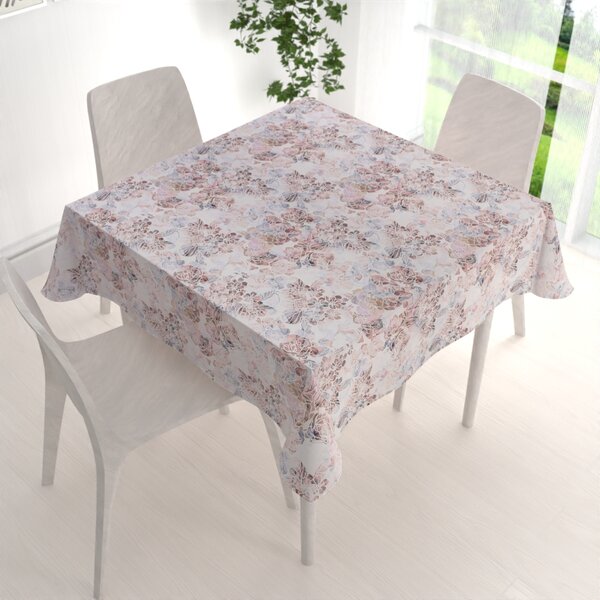 Biante Dekoračný štvorcový obrus Rongo RGP-501 Ružovo-fialkové kvety na bielom 40x40 cm