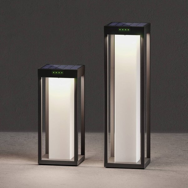 KLEWE LED solárna lampa RADIA MAXI MOON, antracitová, 50 cm, IP65, Čierna, Hliník, Moderný, Lampáš