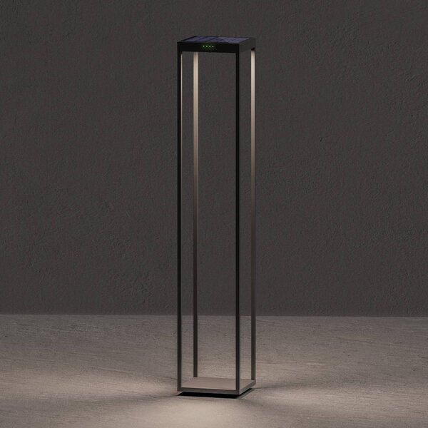KLEWE LED solárna lampa RADIA MEGA, antracitová, 110 cm, hliník IP65, Čierna, Hliník, Moderný, Lampáš