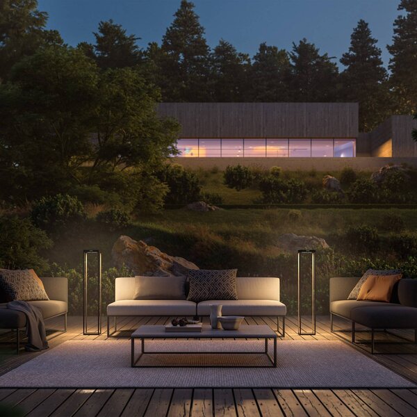 KLEWE LED solárna lampa RADIA MEGA, antracitová, 110 cm, hliník IP65, Čierna, Hliník, Moderný, Lampáš
