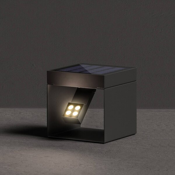 KLEWE LED solárny záhradný reflektor Alea antracit 15 x 15cm IP65, Čierna, Hliník, Moderný, Vonkajše bodové svietidlo / bodateľné do zeme