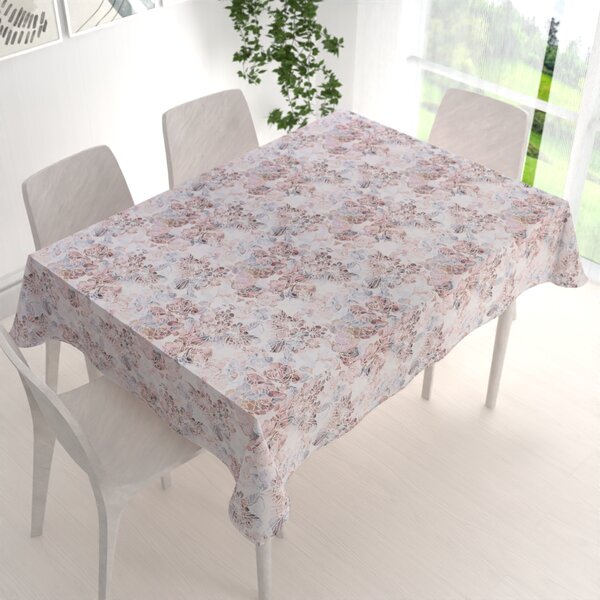 Biante Dekoračný obdĺžnikový obrus Rongo RGP-501 Ružovo-fialkové kvety na bielom 50x100 cm