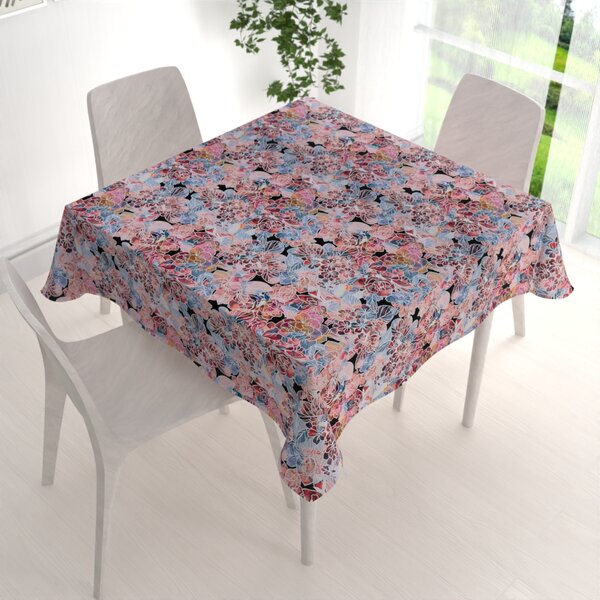 Biante Dekoračný štvorcový obrus Rongo RGP-503 Červeno-modré kvety 40x40 cm