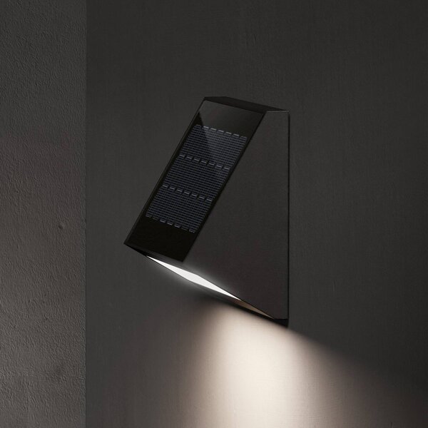 KLEWE LED solárne nástenné svetlo ECOSTEP, antracitová, 17 cm, IP65, Čierna, Hliník, Moderný, Nástenné svietidlo
