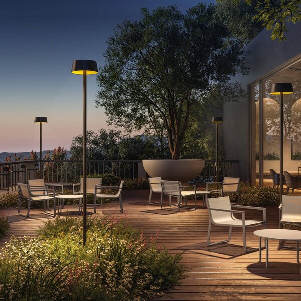 KLEWE LED solárna lampa SUNDRESS antracitová 250 cm zemný hrot IP65, Čierna, Hliník, Moderný, Vonkajše bodové svietidlo / bodateľné do zeme