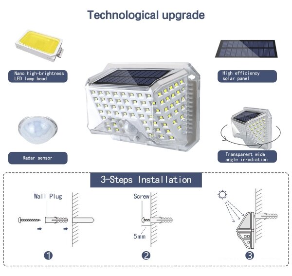 Brilagi-LED Solárne nástenné svietidlo so senzorom WALLIE LED/4W/5,5V strieborná