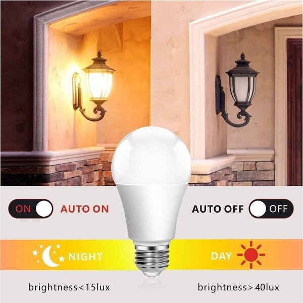 LED Žiarovka so senzorom súmraku ECOLINE A60 E27/12W/230V 3000K - Brilagi