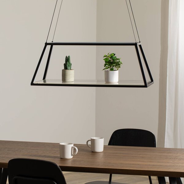 Lucande LED závesné svietidlo Mensola, čierna farba, hliník, 75 cm, Čierna, Obývacia izba / jedáleň, Hliník, Moderný, Závesné svietidlo
