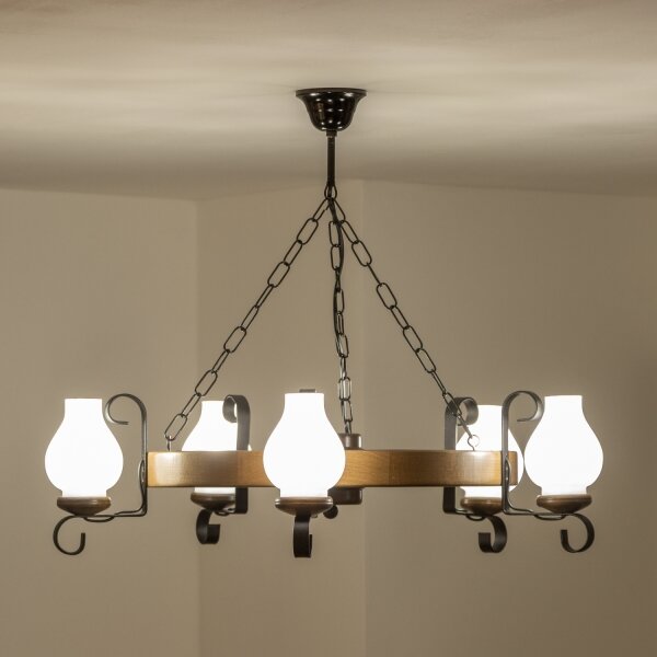 Brilagi - Luster na reťazi ROATA 5xE14/40W/230V priemer 70 cm buk/orech