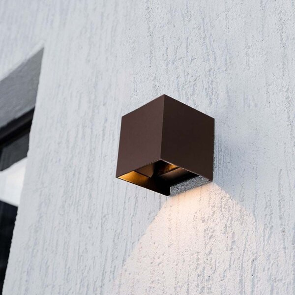 LED solárne nástenné svietidlo senzor LED/9W/3,7V 3000-5000K IP65 hnedá