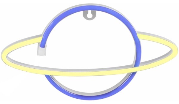 LED Neónová nástenná dekorácia PLANET LED/3W/3xAA USB modrá/žltá