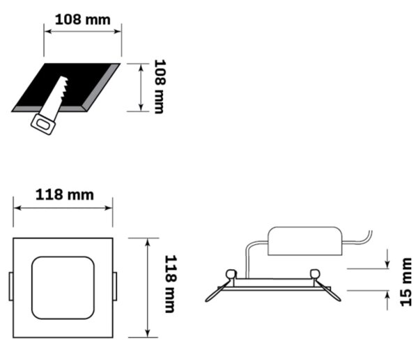 LED Podhľadové svietidlo RIGEL LED/4,8W/230V 4000K 11,8x11,8 cm čierna