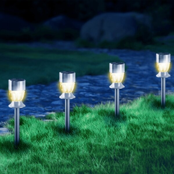 Aigostar - LED Solárna lampa LED/0,006W/1,2V 35,5cm chróm 2700K IP44