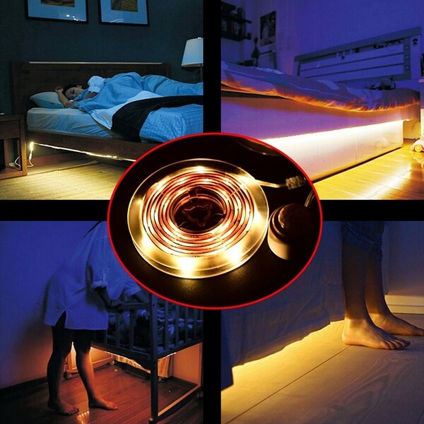 SOLIGHT LED pásik s pohybovým senzorom, 1m, 4x batérie AAA, IP20, 3000K teplá biela