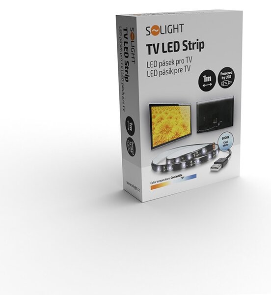SOLIGHT LED pásik pre TV 100cm, USB napájanie, IP65, 6500K