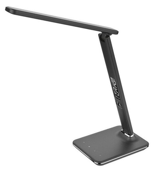 SOLIGHT LED stolný lampička s displejom 9W/3000K-6000K/500Lm, čierna