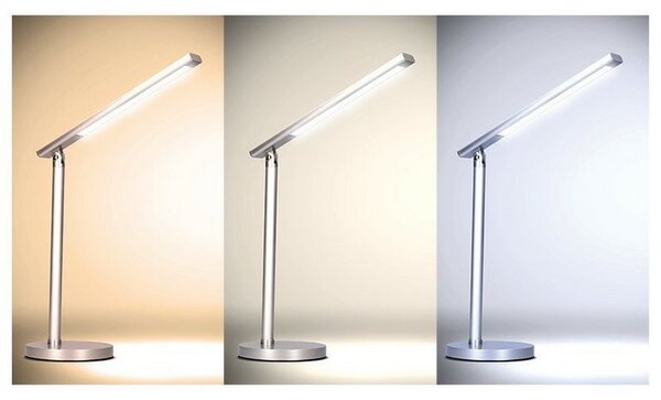 SOLIGHT LED stolný lampička stmievateľná 7W/3000K-6000K/400Lm, strieborná