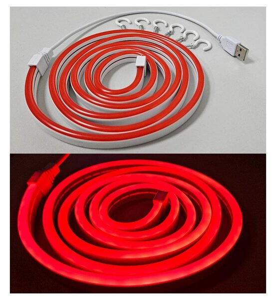 LED Flexibilný pásik NEON LED/5V USB 1,8 m červená