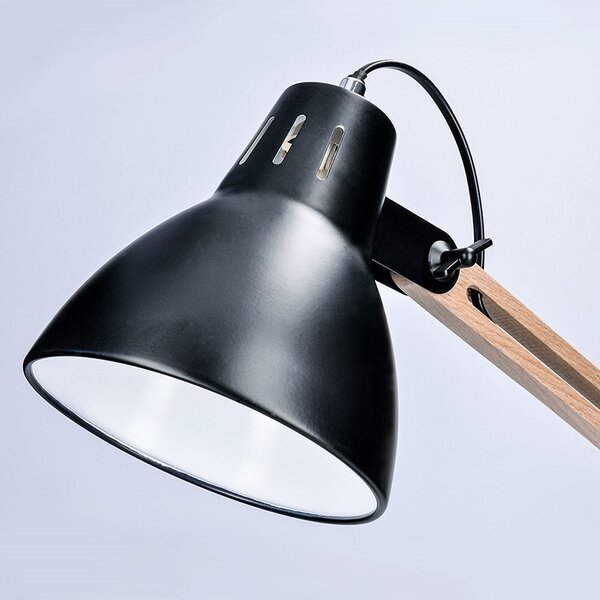 SOLIGHT Stolová lampa Falun, E27, čierna