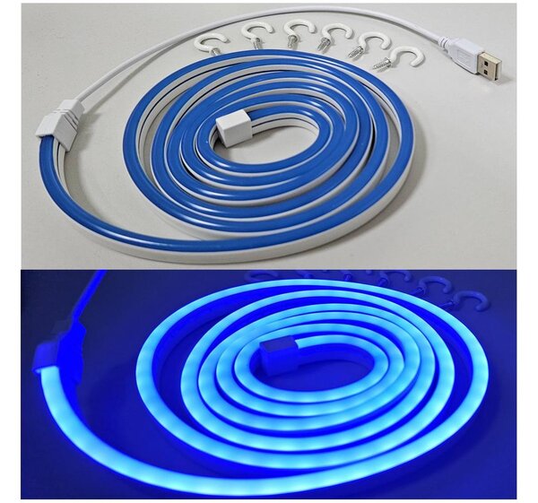 LED Flexibilný pásik NEON LED/5V USB 1,8 m modrá