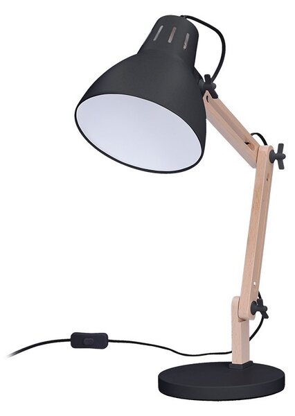 SOLIGHT Stolová lampa Falun, E27, čierna