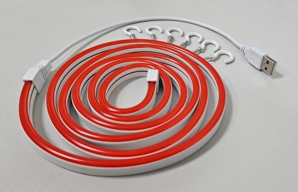 LED Flexibilný pásik NEON LED/5V USB 1,8 m červená