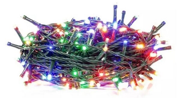 SOLIGHT LED vonkajšia vianočná reťaz, 100 LED, 10m, prívod 3m, 8 funkcií, časovač, IP44, viacfarebný