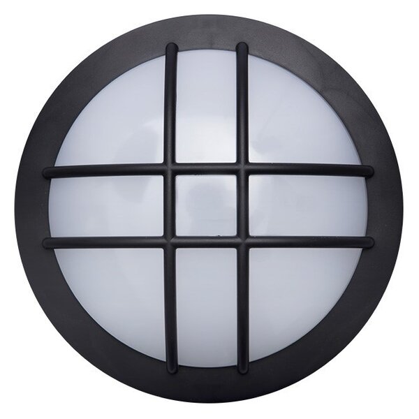 SOLIGHT LED vonkajšie prisadené svietidlo s mriežkou 13W/230V/910Lm/4000K/120°/IP65, kruhové čierne